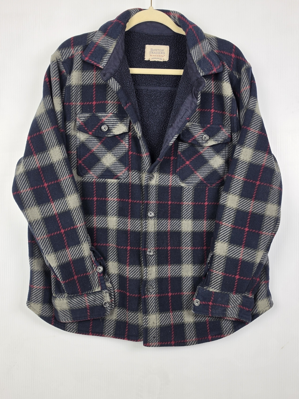Boston Traders Navy Plaid Sherpa-Lined Jacket